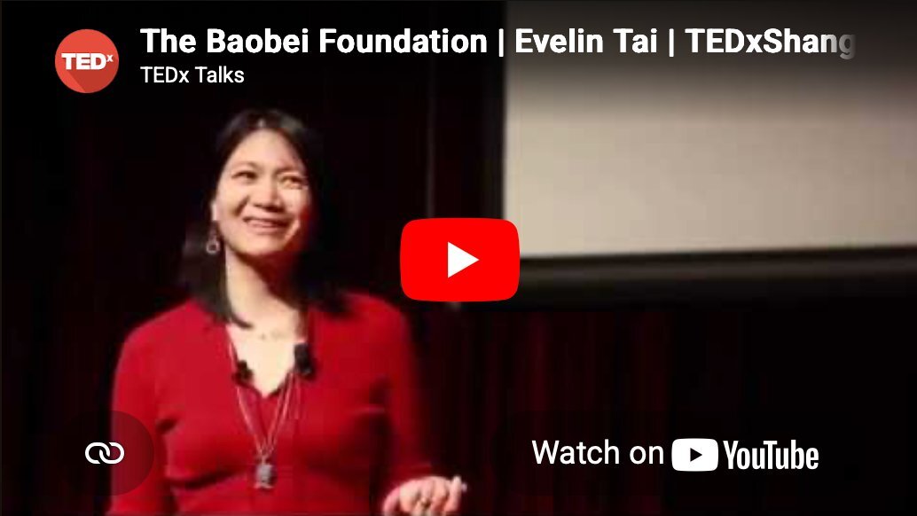 Evelin Tai delivering her TEDx talk on the Baobei Foundation