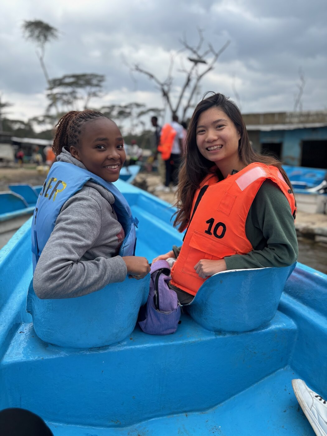 Karis with a friend at Lake Naivasha during her Kenya work
